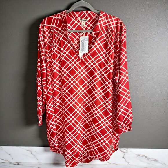 Press Box Women’s Red White NCS Hi-Lo Tunic XL Game Day Chic School Pride NWT - Picture 1 of 10